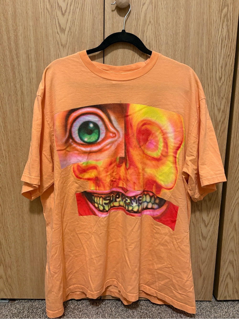Supreme Orange Surreal Face Graphic Short-Sleeve Tee